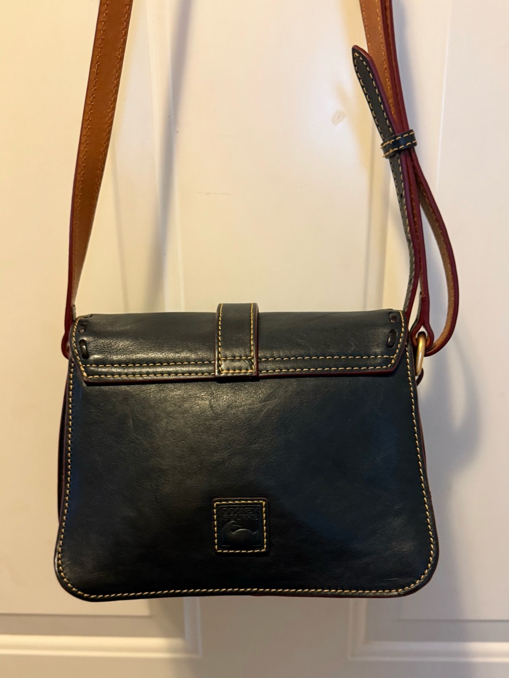 Dooney & Bourke Florentine Leather Binocular shoulder/Crossbody bag- Navy - Picture 12 of 16
